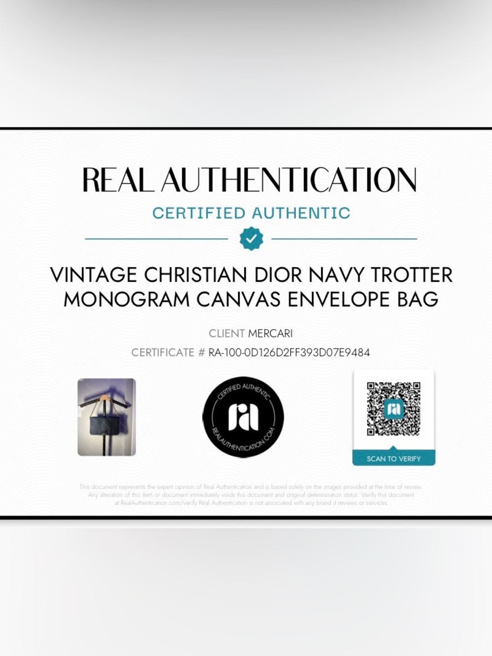 COA-included - Vintage Christian Dior Navy Trotter monogram canvas envelope bag - Picture 13 of 15